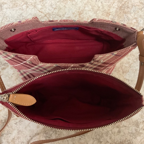 Authentic BURBERRY Nova Check Blue Label Shoulder Bag Canvas Red Silver - Picture 6 of 16